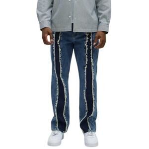 Zara High-Rise Frayed Panel Wide-Leg Jeans – Size 34